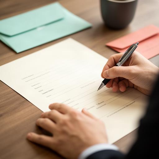 相談者が連絡先フォームに氏名を書き込む手元