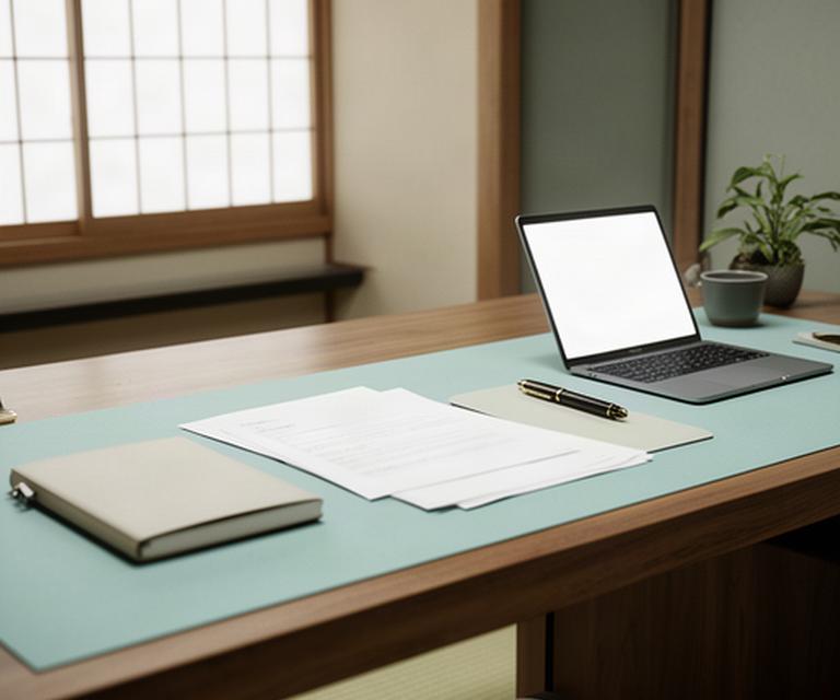 静かな長崎のワークスペースで投資資料を確認する机